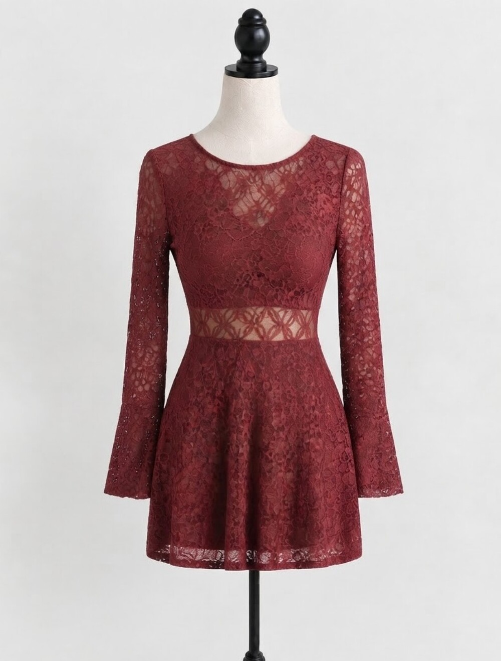 Forever 21 Lace Mini Dress w/ Bell Sleeves – Size S (Like New)